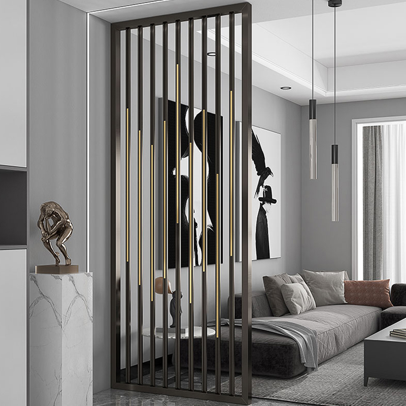 現(xiàn)代入戶屏風隔斷酒店不銹鋼長虹鋼化玻璃客廳簡約輕奢玄關(guān)家用